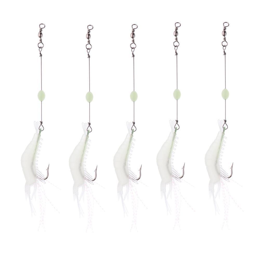 5 Pieces Shrimp Fishing Lure Luminous Shrimp Bait Saltwater Lures Fishing Tackle Lifelike Shape and Touching Feeling