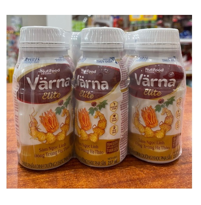 Lốc 6 chai sữa Varna Sâm ngọc linh &amp; Đông trùng hạ thảo 237ml (237ml x 6chai)