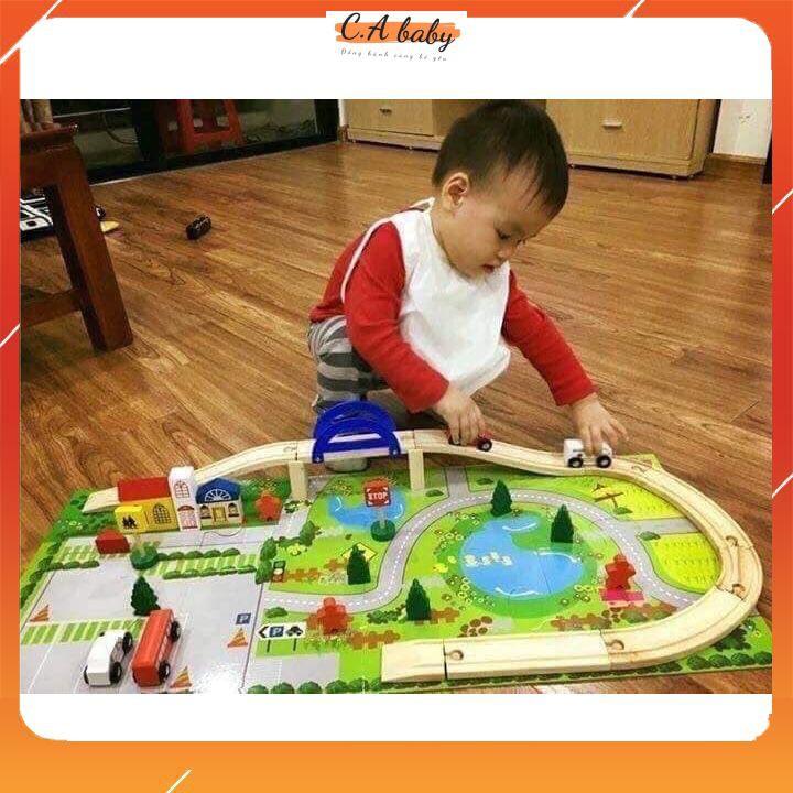 Bộ Đồ Chơi Lắp Ghép Mô Hình Giao Thông Thành Phố Bằng Gỗ Giáo Dục Sớm Cho Bé