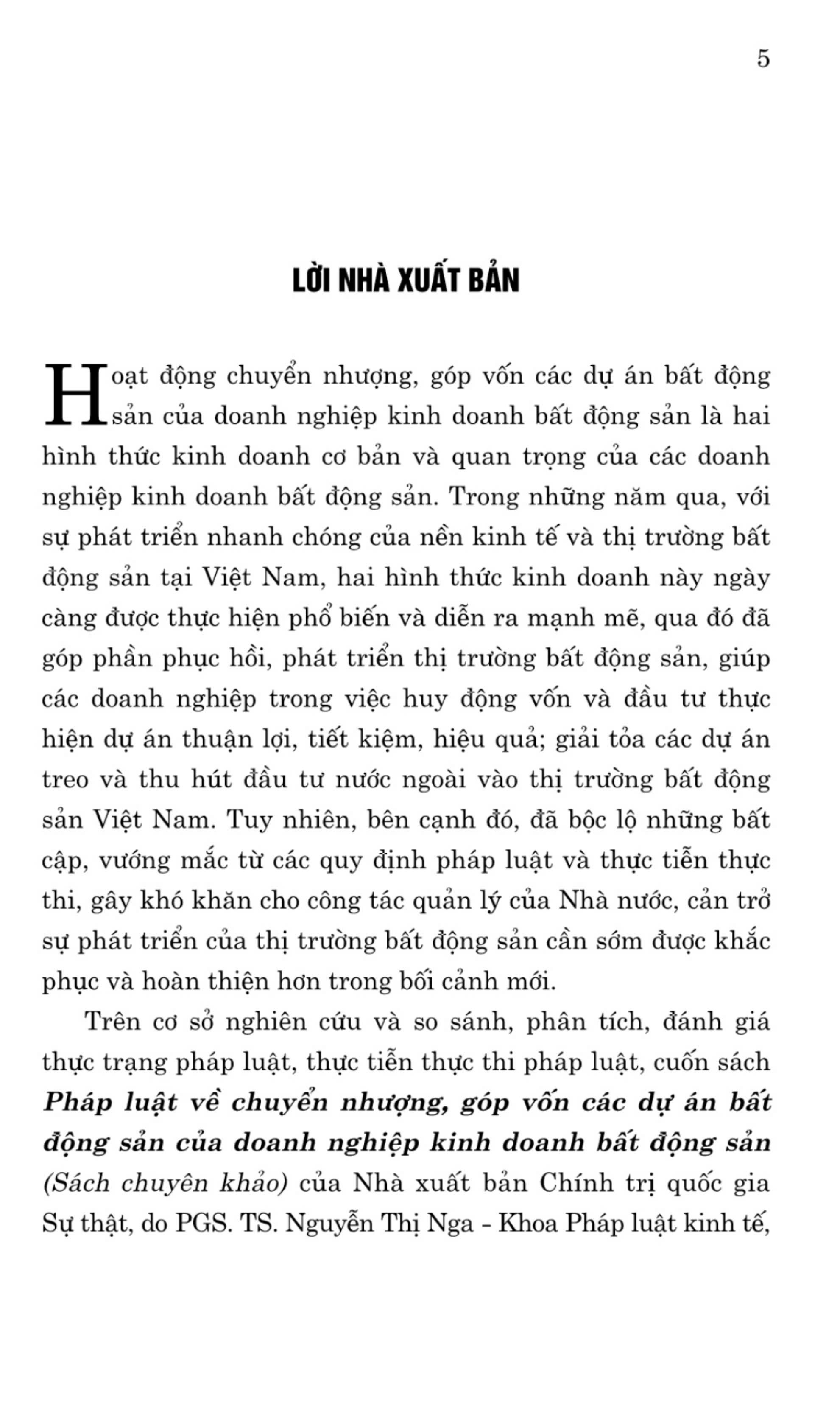 Pháp luật về chuyển nhượng, góp vốn các dự án bất động sản của doanh nghiệp kinh doanh bất động sản (Sách chuyên khảo)