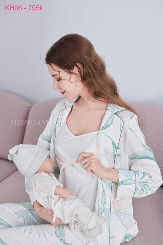 Bộ Quần Áo Sau Sinh Mùa Hè Cao Cấp, Mẹ cho bé ti không lo nóng bức, vải silk lụa cao cấp, thiết kế hoạ tiết hoa mẹ mặc sang, thanh lịch
