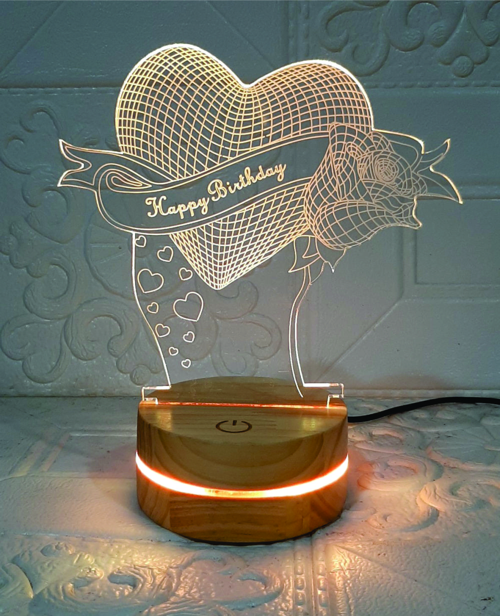 Đèn Happybirthday heart, quà tặng sinh nhật, Đèn Trang trí, đèn 3D led, Đèn ngủ đổi màu, Đèn 16 màu thay đổi, Đế gỗ thân thiện, điều khiển từ xa tiện lợi, Quà tặng ý nghĩa, quà lưu niệm, thiết bị chiếu sáng nhà cửa, bàn làm việc