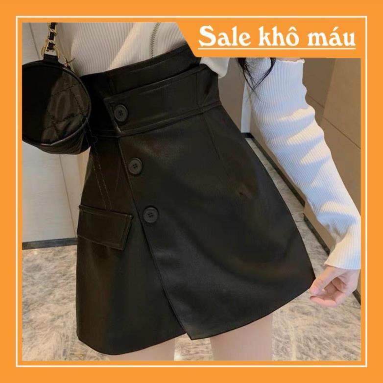 QUẦN VÁY DA MÀU ĐEN NÂU HOT HIT HIỆN ĐẠI QUẦN DA 3 KHUYA