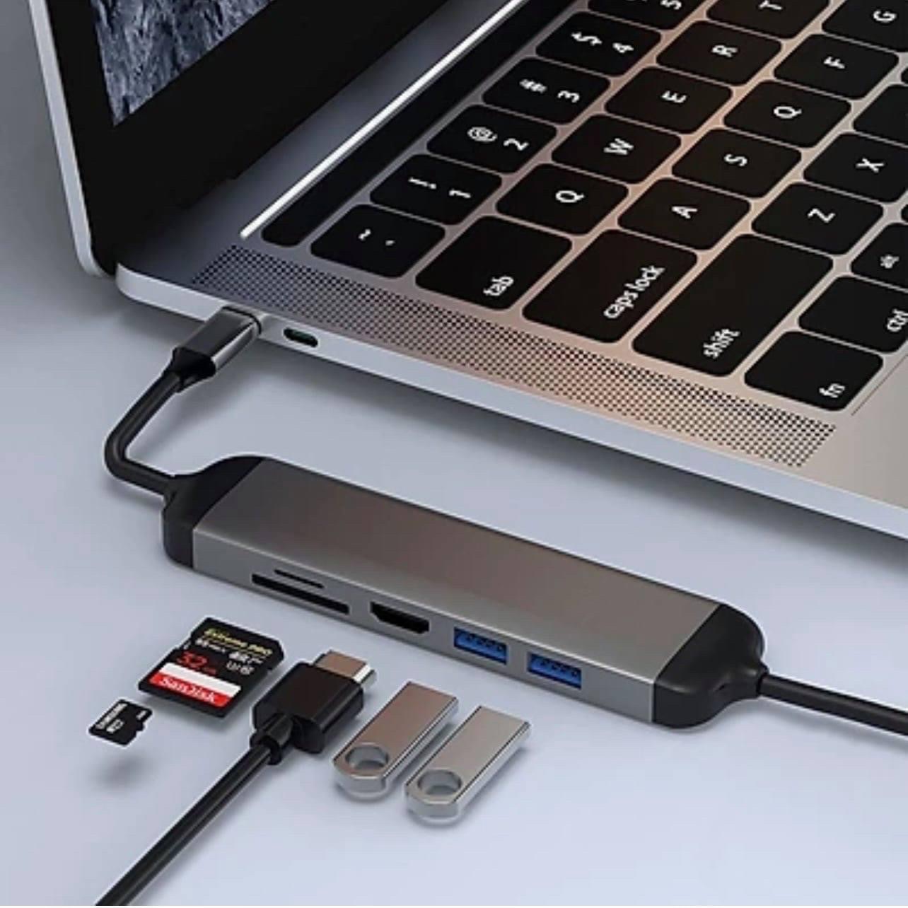 Hub Chuyển Đa Năng WIWU Alpha USB-C A521H 5 in 1 Chất Liệu Hợp Kim Kẽm, Hỗ Trợ Sạc Nhanh - Hàng Chính Hãng