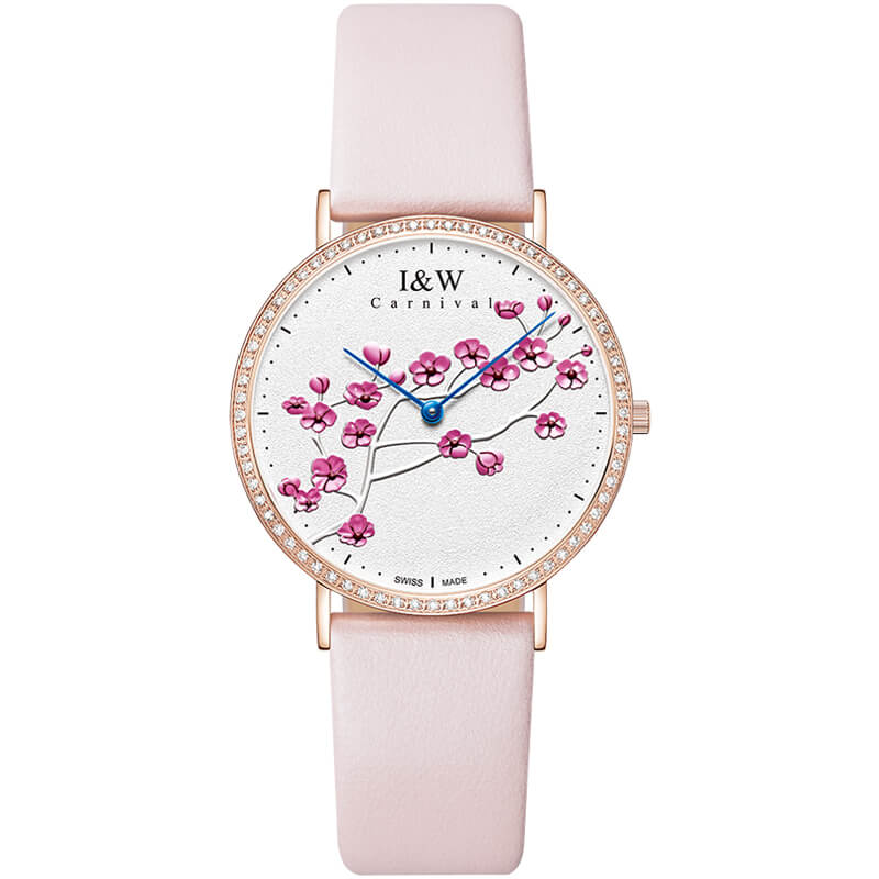 Đồng hồ nữ chính hãng IW CARNIVAL IW3002L-1 Kính sapphire ,chống xước ,Chống nước 30m ,Bảo hành 24 tháng,Máy điện tử,dây da cao cấp, thiết kế đơn giản dễ đeo