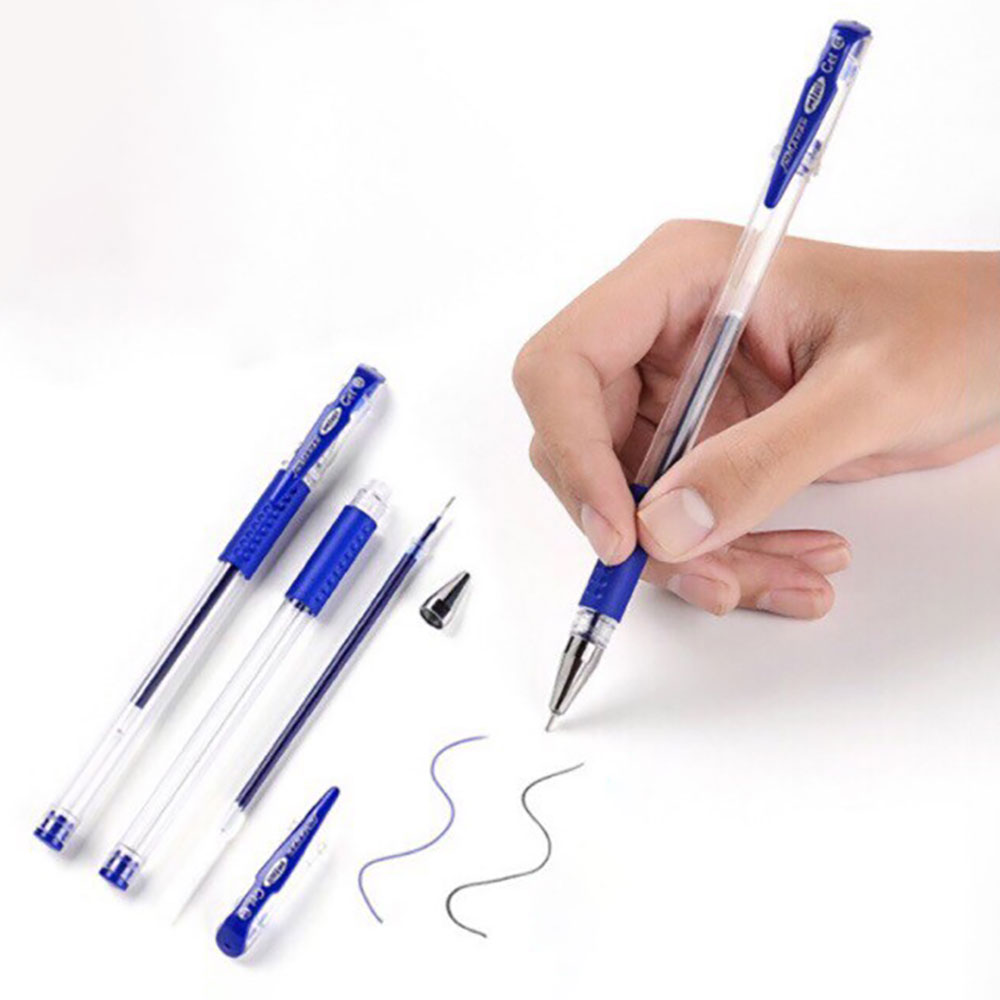 Set 2 Bút bi mực nước - cây viết gel ngòi nhỏ 0.5mm thay thế bút chữ A, có thể thay ngòi