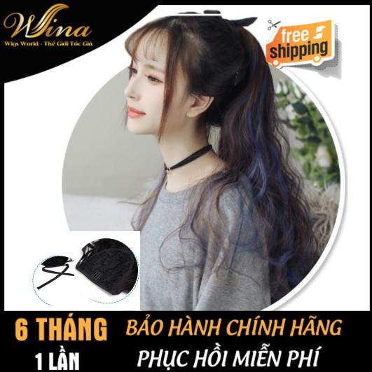 Tóc cột giả xoăn Line Xanh & Tím