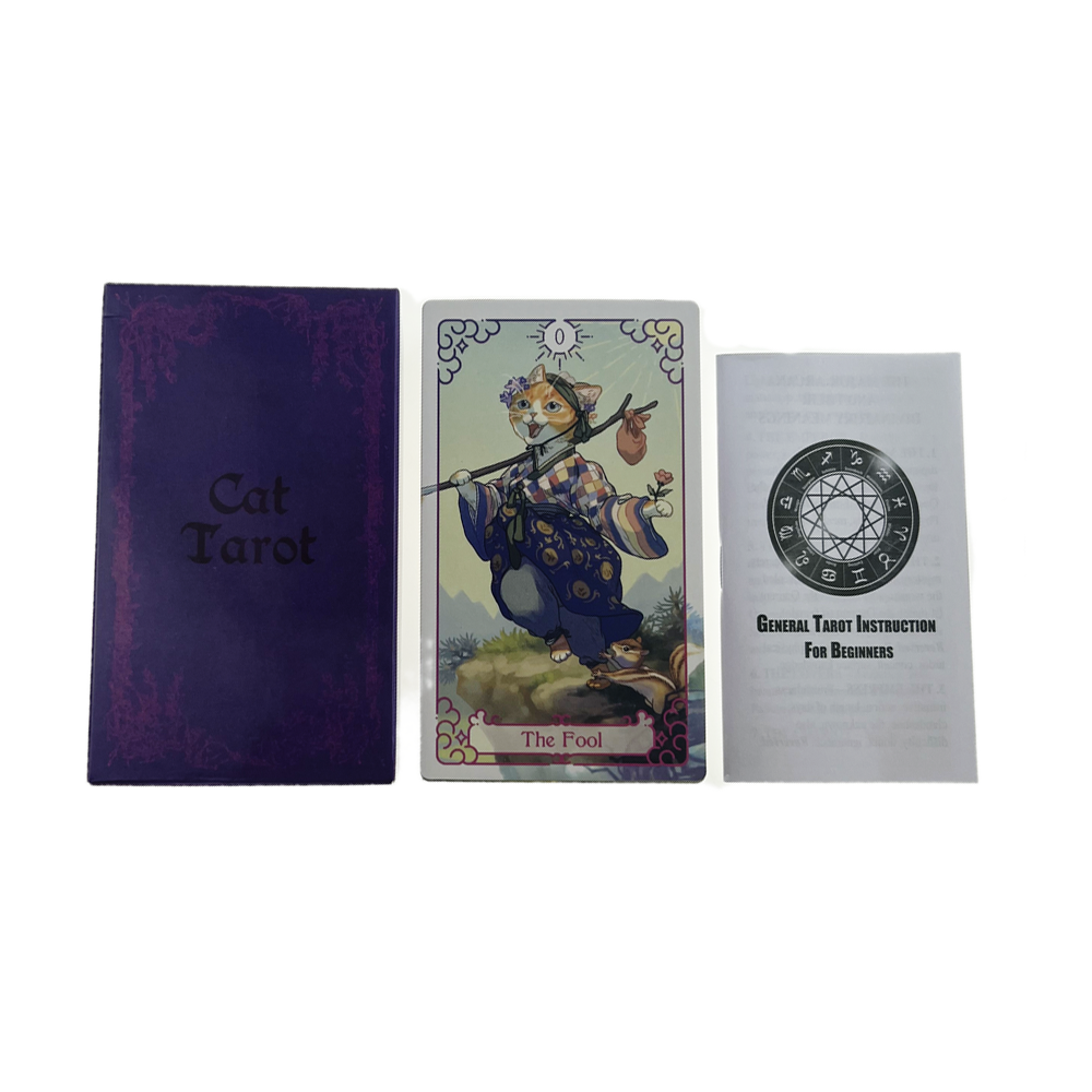 Bộ Bài Cat Tarot 78 Lá Bài 7x12 Cm Tặng Đá Thanh Tẩy