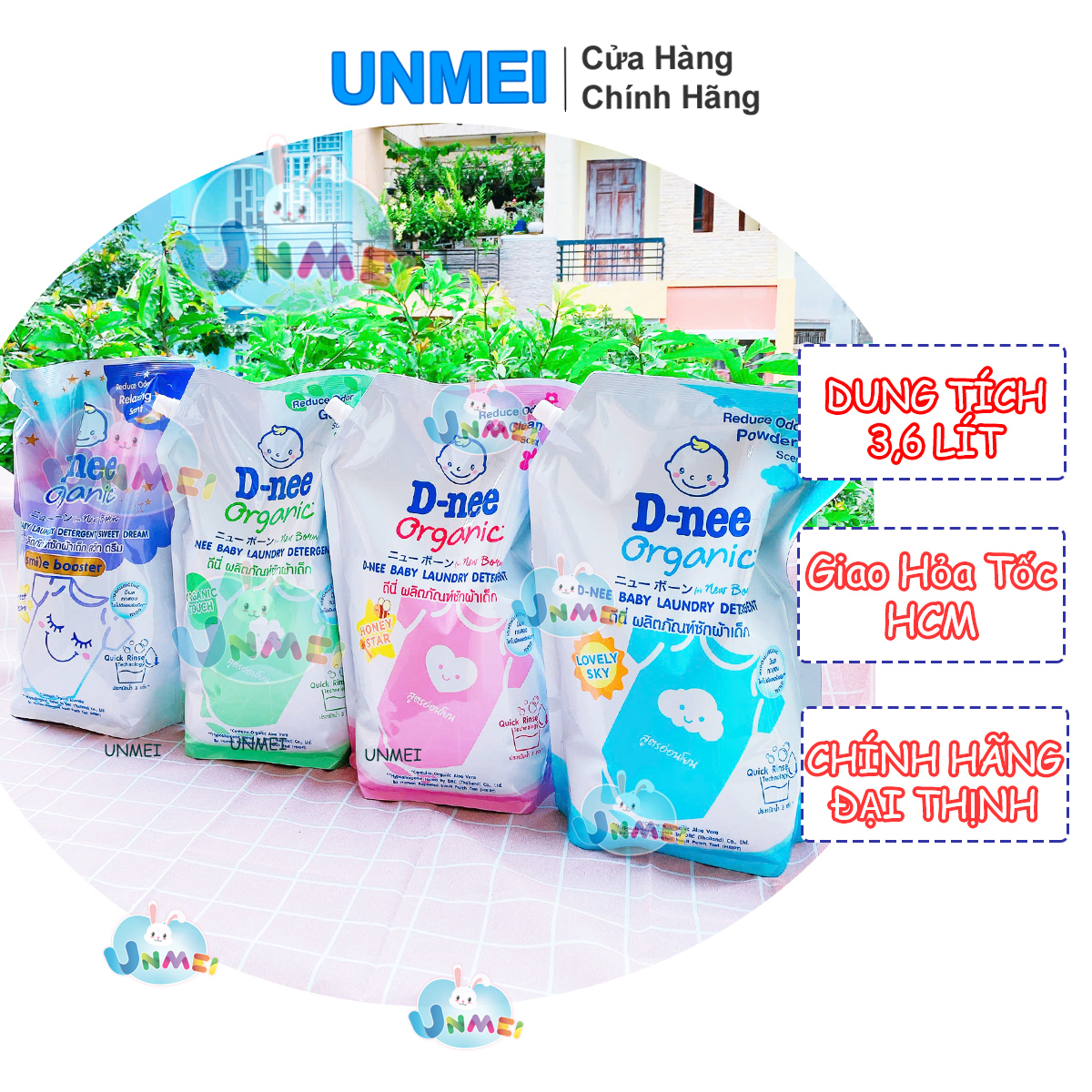 (Chính Hãng Đại Thịnh) Nước giặt D-nee, Nước Giặt Cho Bé Dnee Dạng Túi 3600ml - Loại Mới An Toàn, Tiết Kiệm