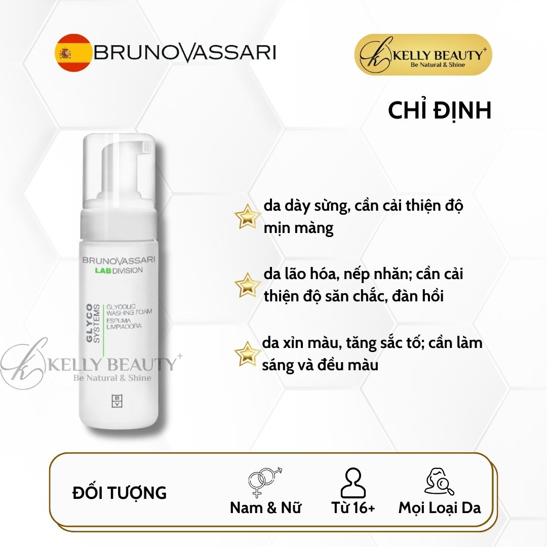 Bọt Rửa Mặt Sáng Da Glyco System - Glycolic Washing Foam - Bruno Vassari | Kelly Beauty