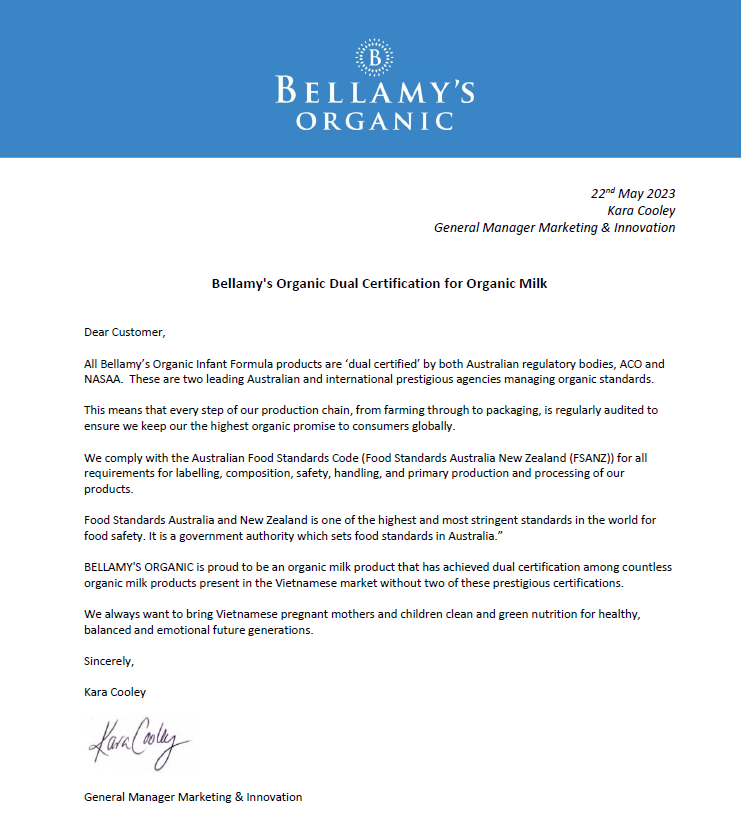 Sữa bột Bellamy's Organic số 1 - Infant Formula 900g