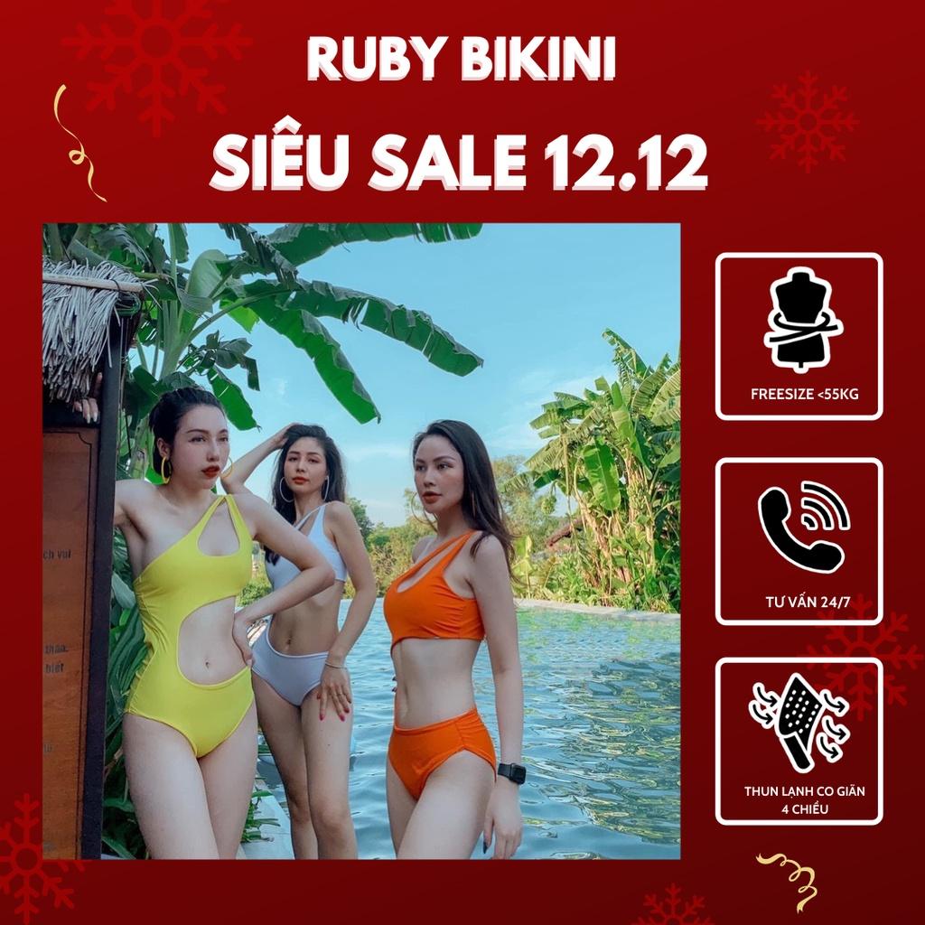Bikini Đồ Bơi Đi Biển Một Mảnh Khoét Eo Sexy 4 Màu Vàng/Đen/Cam/Vàng R55