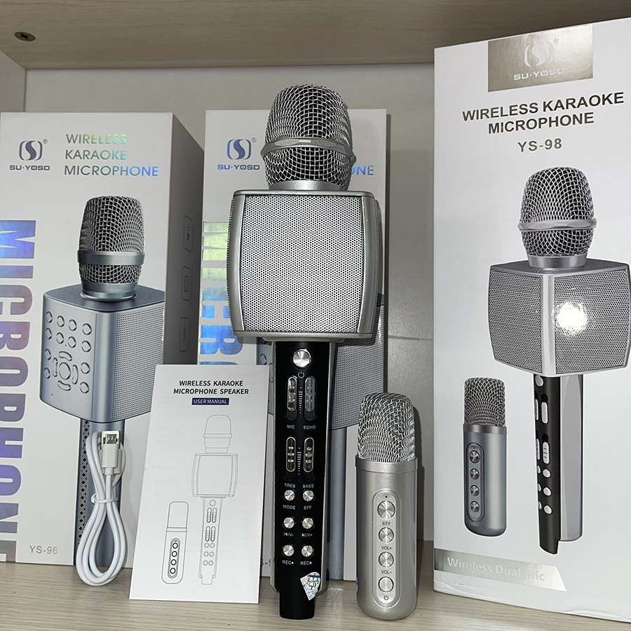 Micro Karaoke bluetooth YS-98 kèm 1 micro nhỏ hát Song Ca,âm thanh trầm mạnh mẽ bass hay,hát karaoke cực hút - HÀNG NHẬP KHẨU