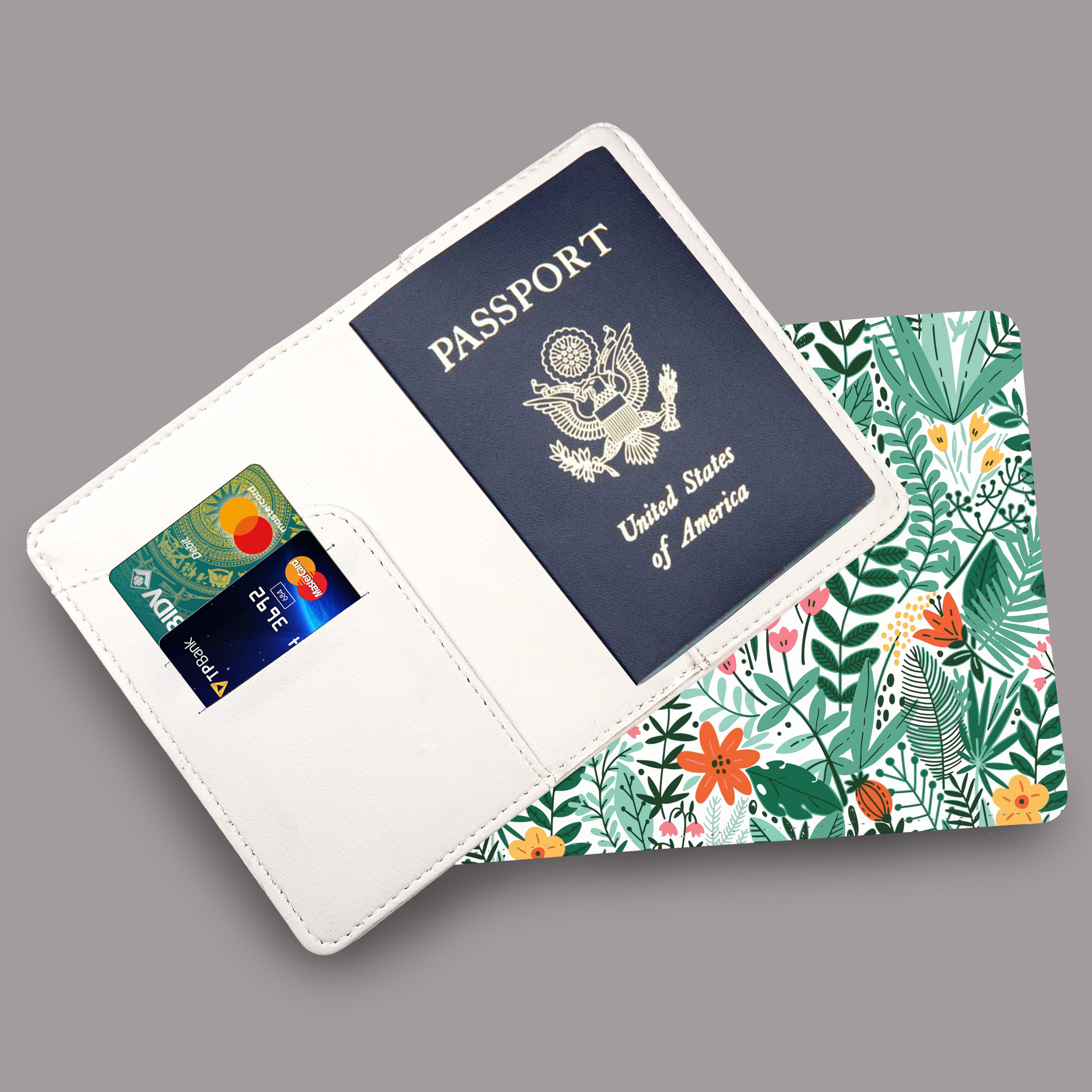 Bao Da Hộ Chiếu Hoạ Tiết HOA LÁ - Ví Đựng Passport Trẻ Trung - PPT067
