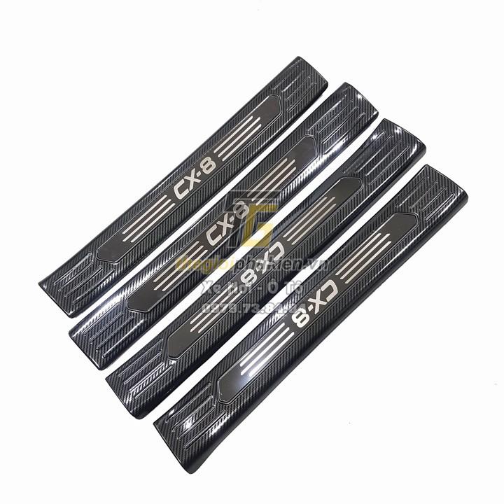 Bộ Ốp bậc cửa, Nẹp bước chân Mazda CX8, CX-8 vân Carbon