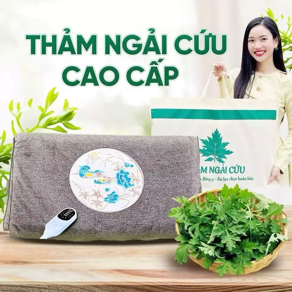 Thảm ngải cứu điện Đông Y, Đệm sưởi ngải cứu đông y Cao Cấp Hỗ trợ giảm đâu nhức Toàn Thân