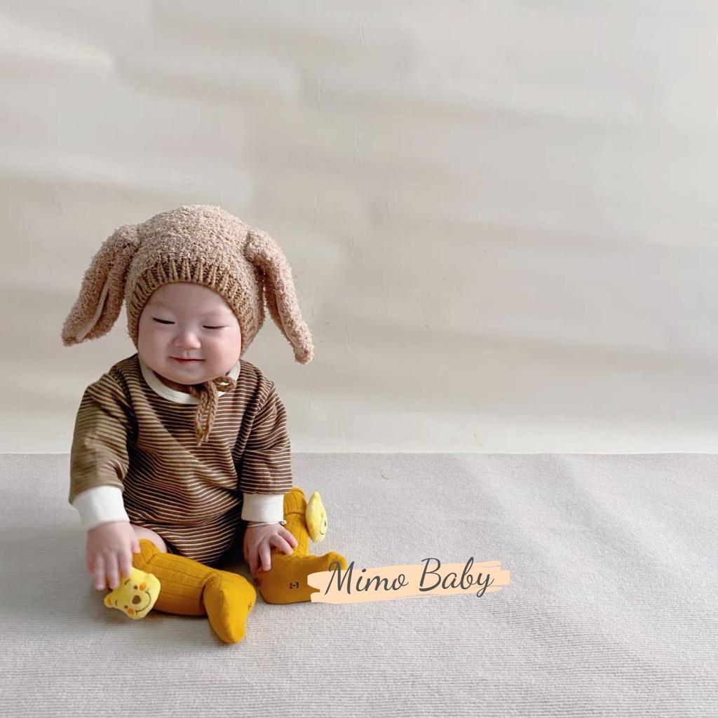 Mũ nón len bông xù tai thỏ dài đáng yêu cho bé 5m-3y Mimo baby ML41