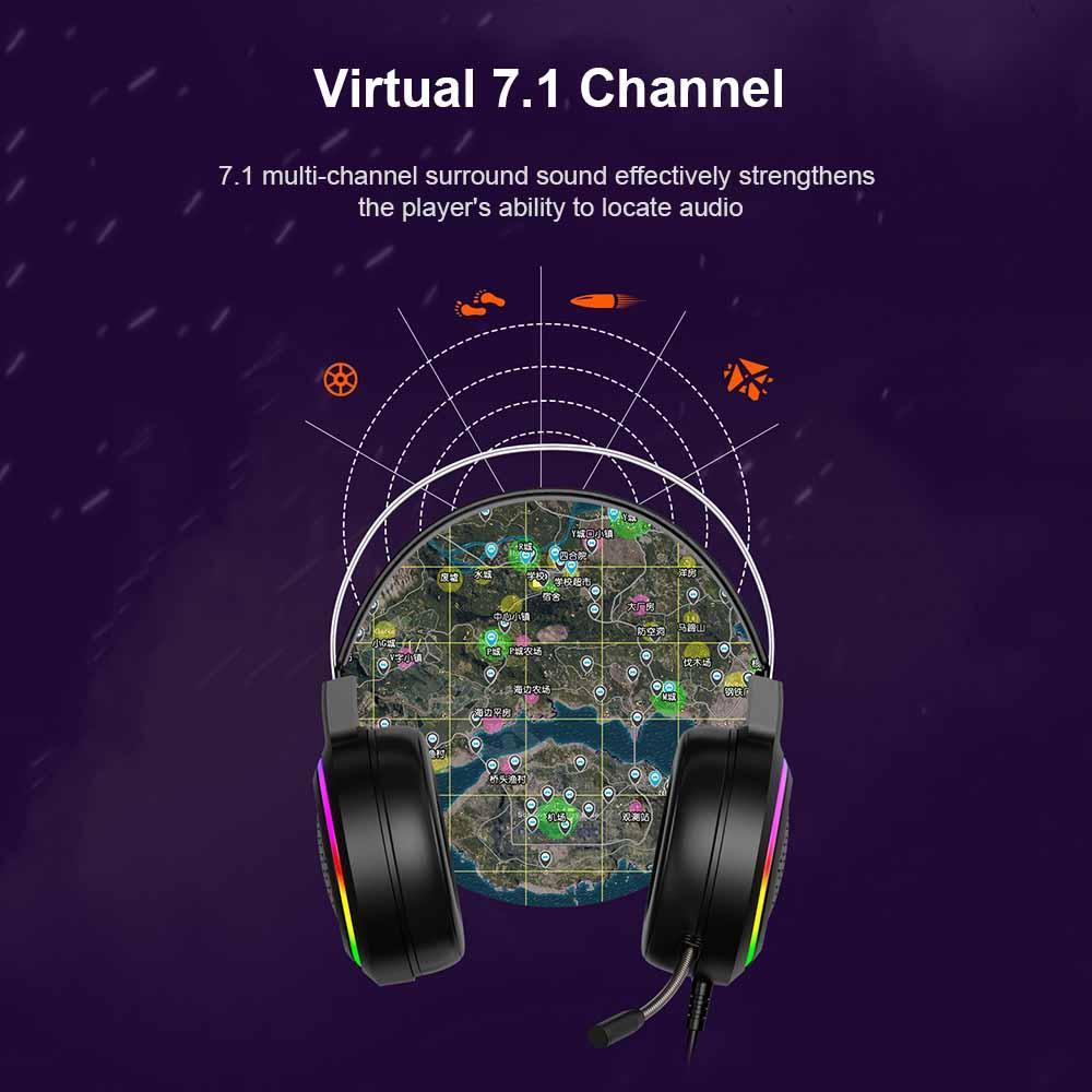 M12 USB Rỗng Đèn Nền RGB Gaming ANC Nặng Bass Âm Thanh Vòm 7.1 Máy Tính Máy Tính Game Thủ Tai Nghe Có Micro