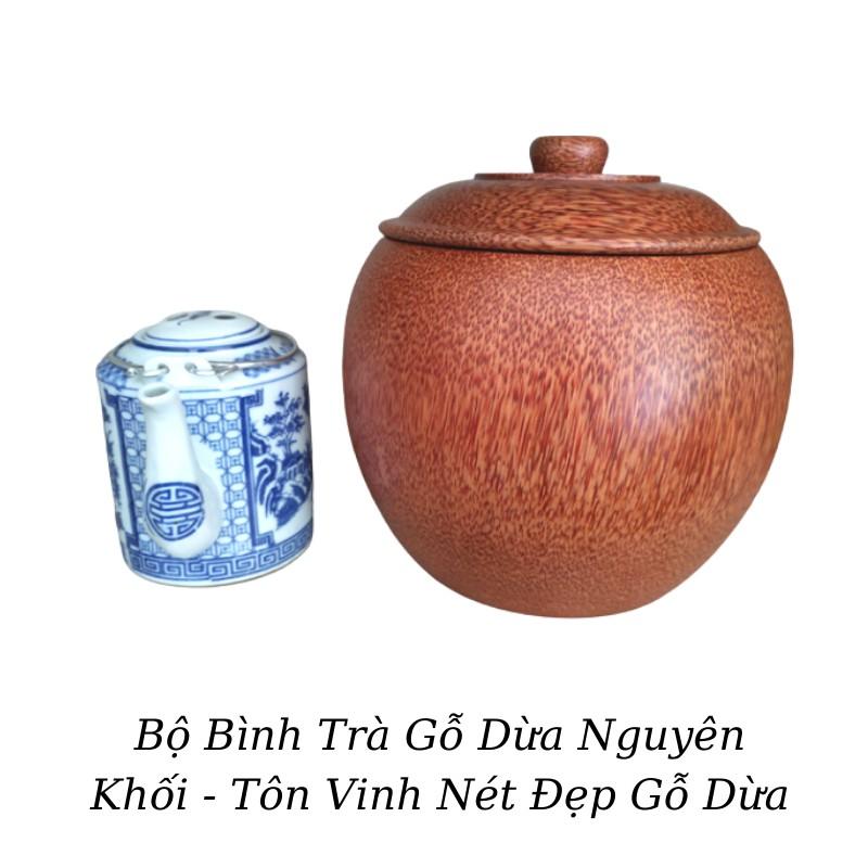 Bộ Bình Trà Gỗ Dừa Nguyên Khối Gọn Đẹp - Tôn Vinh Nét Đẹp Gỗ Dừa - Bình Trà 800 - 900ml