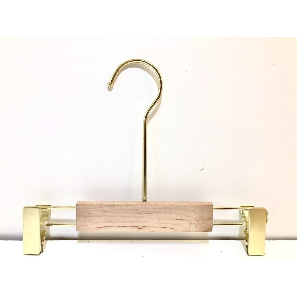 Móc kẹp treo quần áo bằng gỗ mộc đầu kẹp mạ vàng người lớn,trẻ em dùng chụp ảnh,cho shop thời trang
