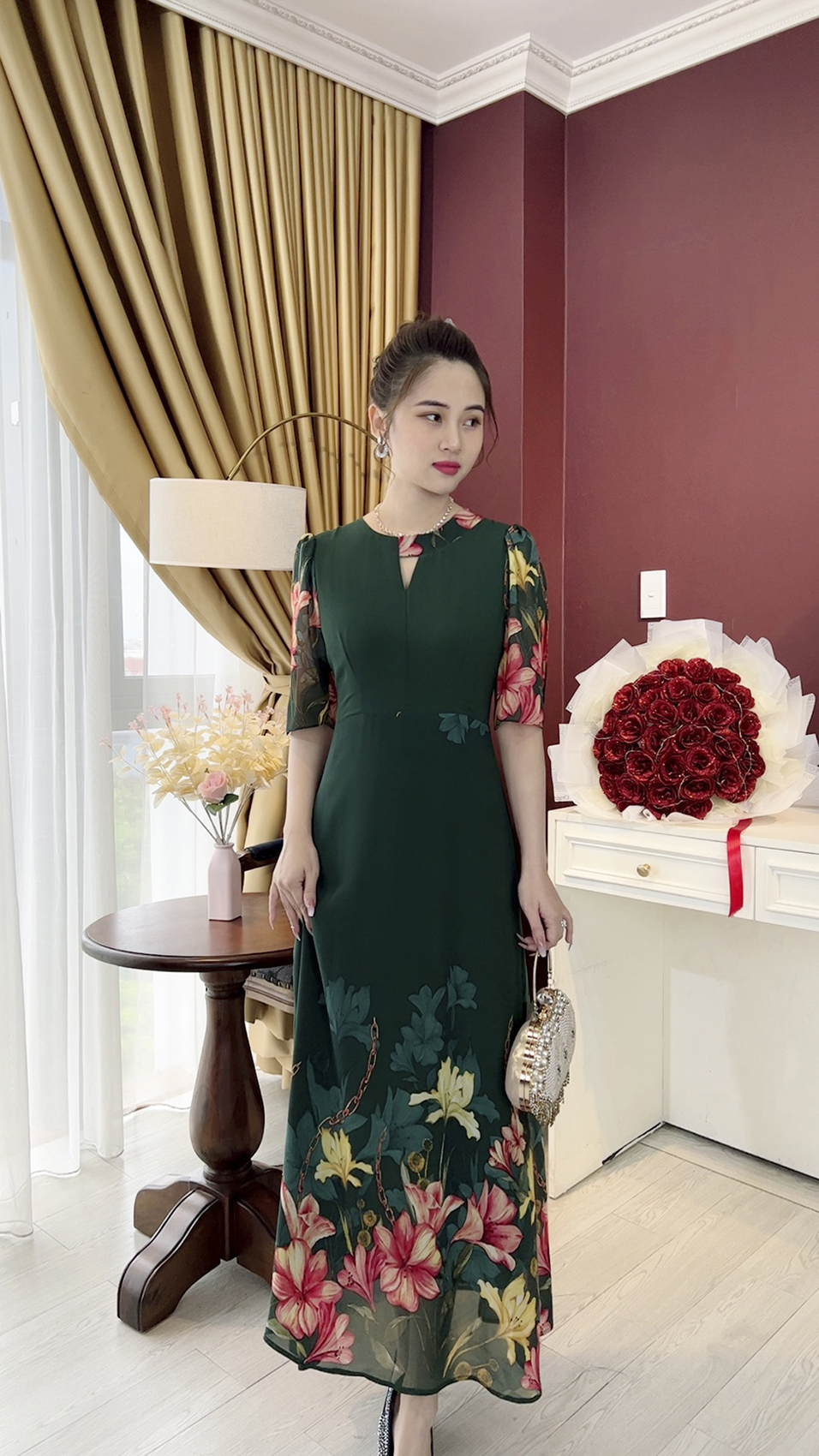 Đầm Trung Niên [ Linh Trà ] (TM 881) Trẻ Trung Thiết Kế Trang Nhã Thanh Lịch Bigsize Đi Làm Đi Tiệc Cho Bà Cho Mẹ U50