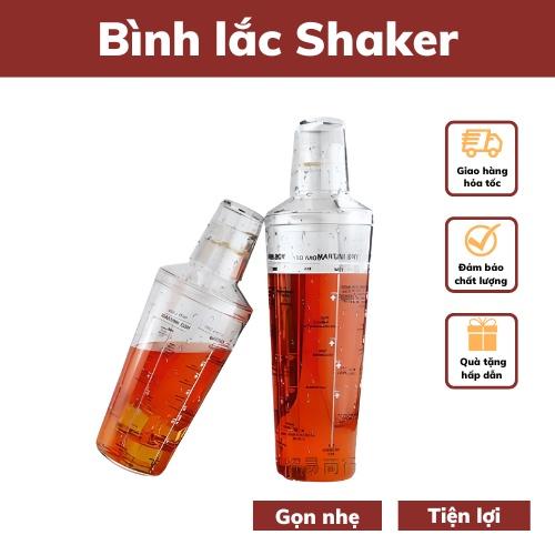 Bình lắc shaker nhựa bình lắc pha chế bình cocktail chia vạch nhựa cao cấp pha chế tiện lợi bình shaker chất lượng cao