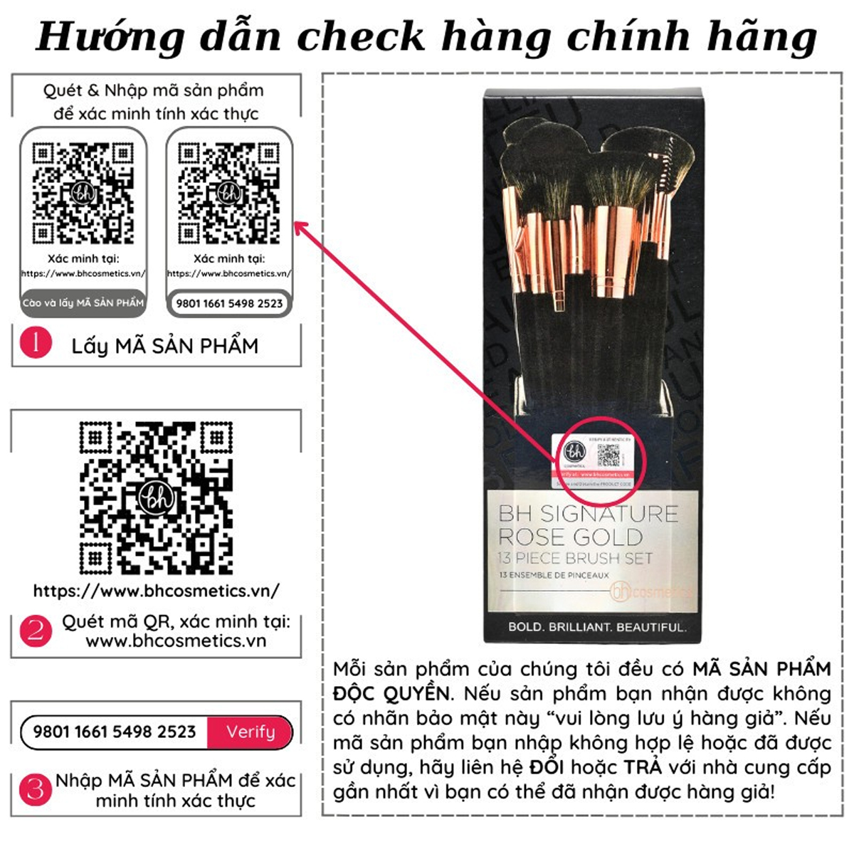 Bộ Cọ Trang Điểm BH COSMETICS Signature Rose Gold 13 Cây
