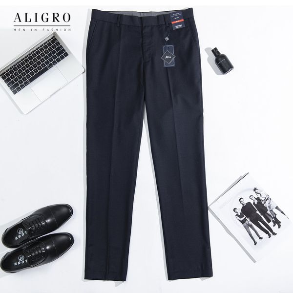 Quần âu nam ALIGRO màu đen, navy xương cá chuẩn form slimfit, tôn dáng, chất liệu cao cấp ALGO1033