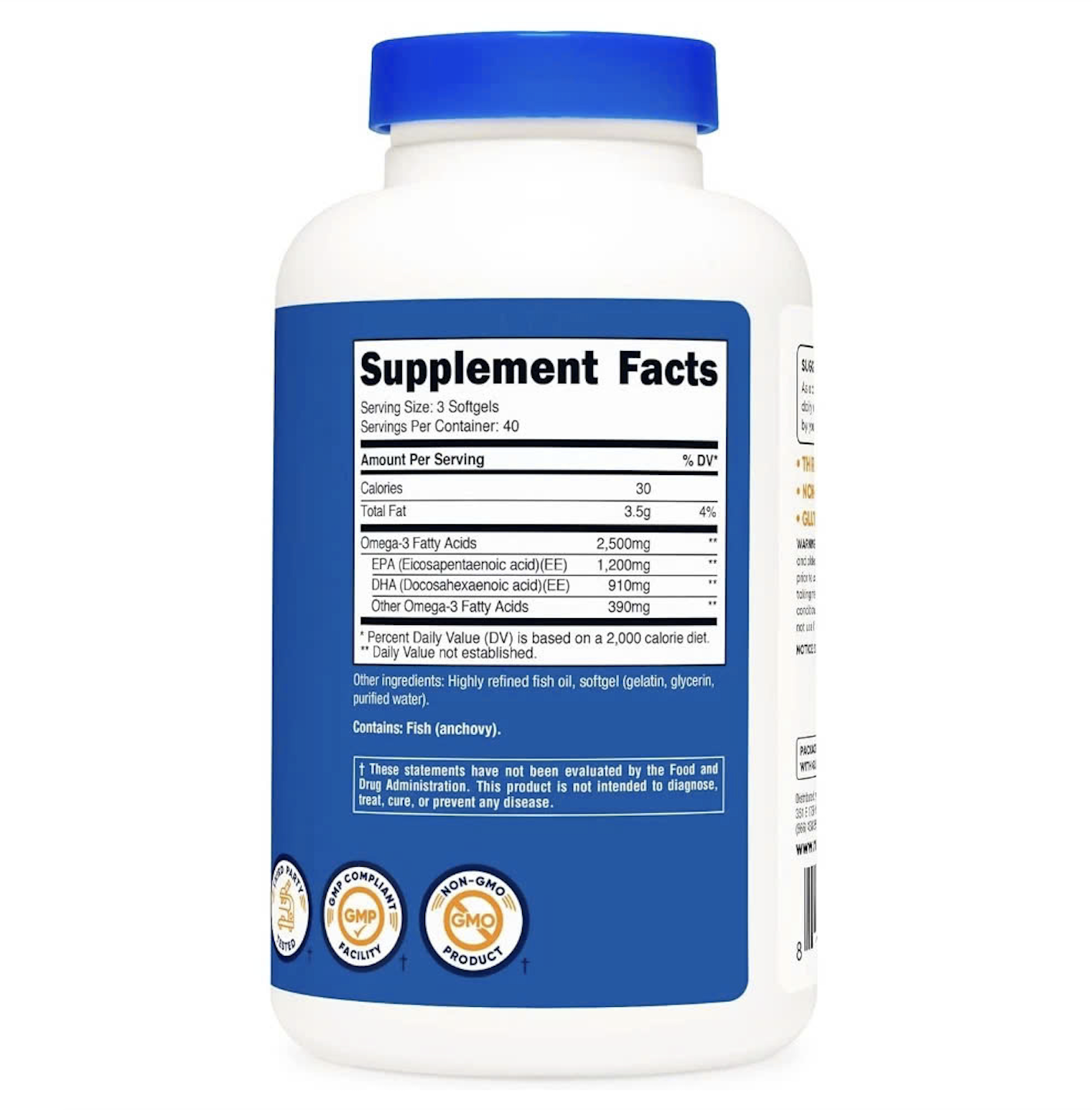 Nutricost Omega-3 2500mg (120 viên), Viên Uống Hỗ Trợ Sức Khỏe Toàn Diện, Bổ Sung EPA Và DHA