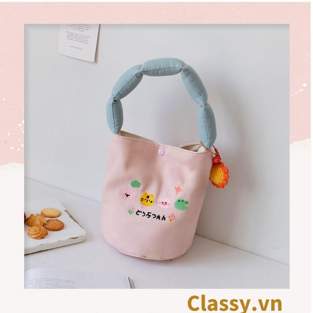 Túi vải canvas Classy tay, đựng phụ kiện, túi đựng hộp cơm đáng yêu tiện lợi T1247