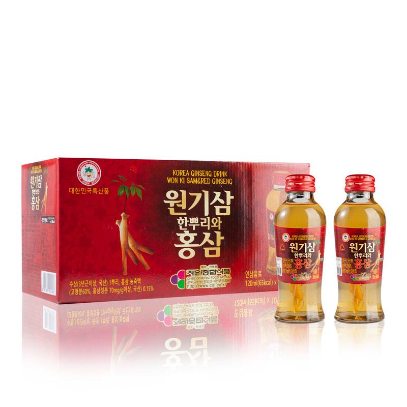 Nước Hồng Sâm Có Củ Won Ki Sam Hộp 10 Chai 120ml