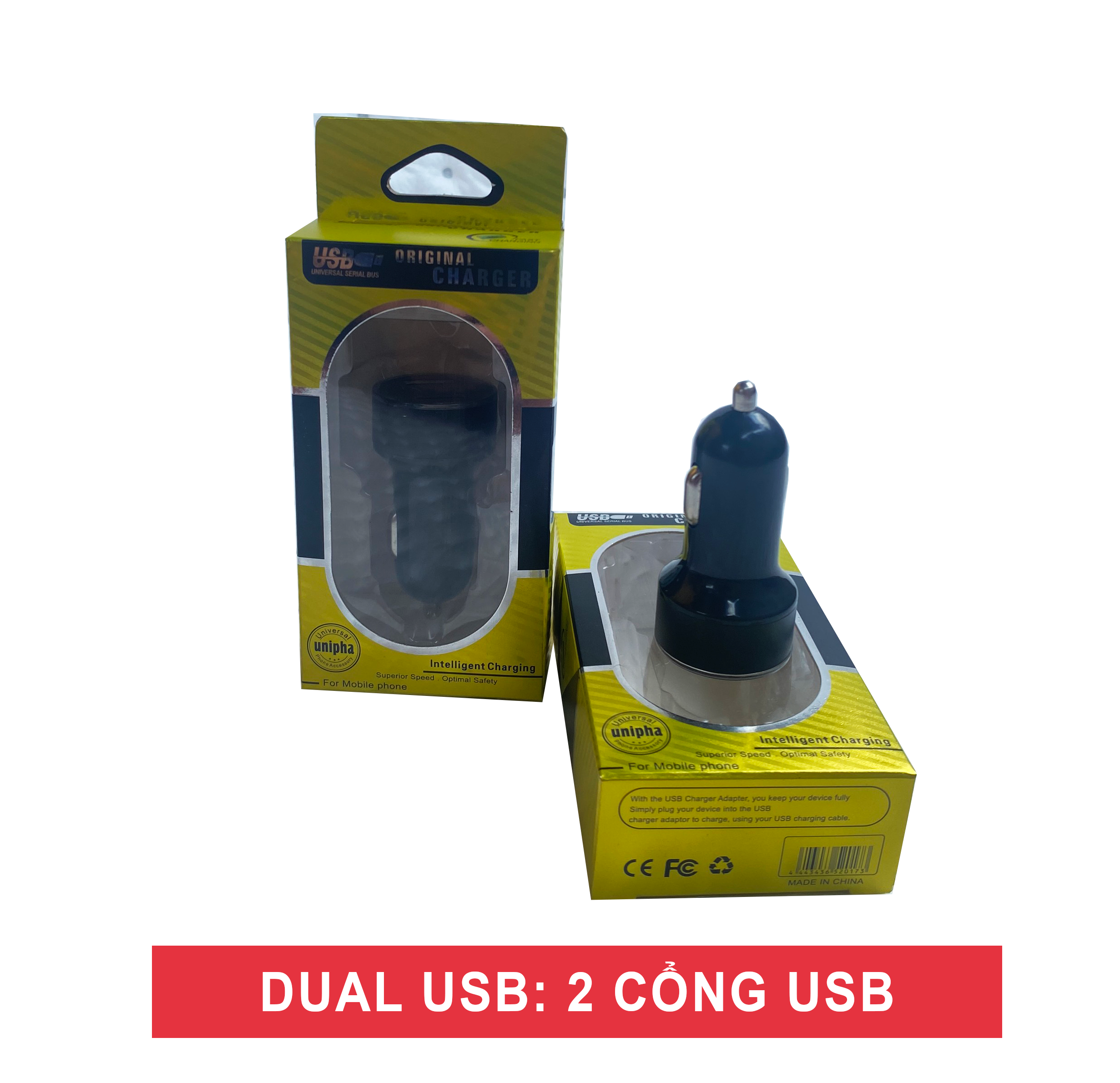 Dành cho Tẩu sạc điện thoại ô tô 2 cổng có led