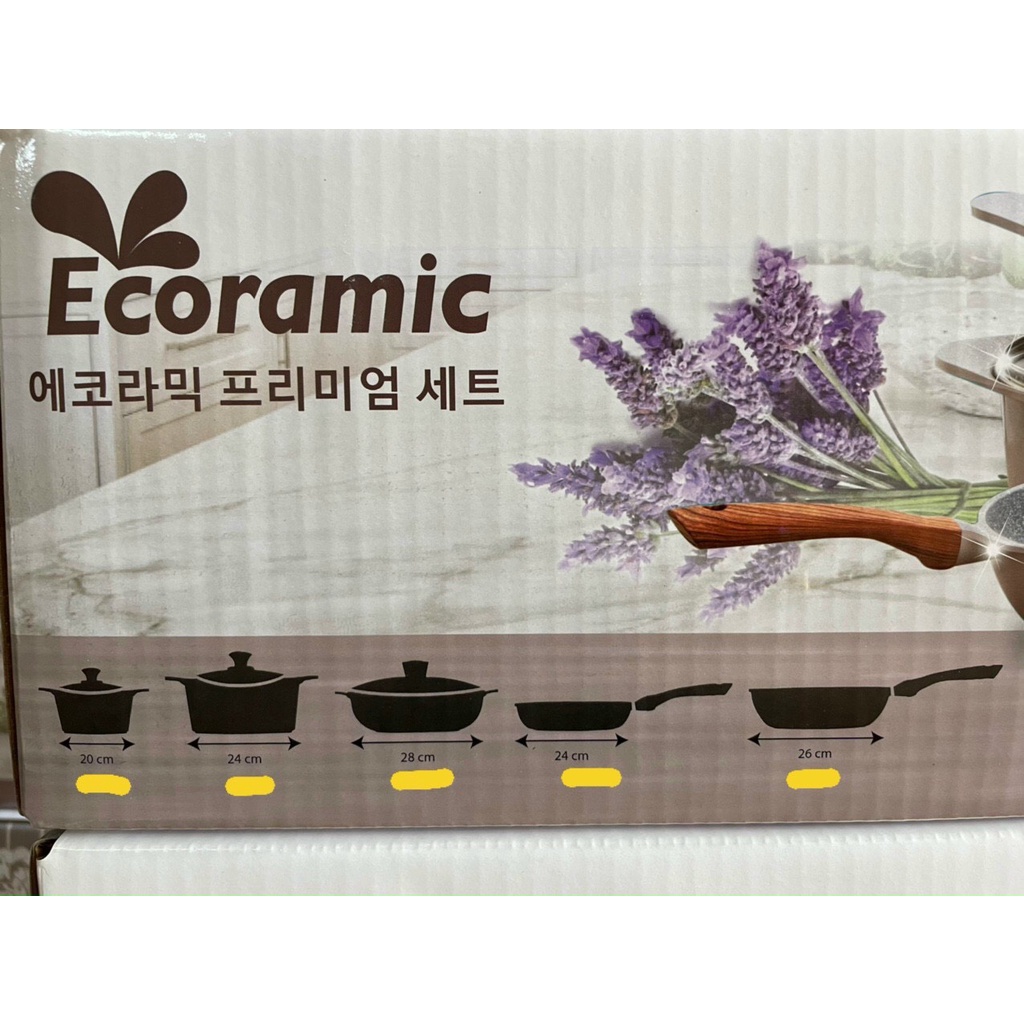 BÔ 5 NỒI CHẢO CAO CẤP ĐẾ TỪ ECORAMIC (NỒI 20CM, 24CM, CHẢO CẠN 24CM, CHẢO SÂU 26CM, NỒI LẨU 28CM)