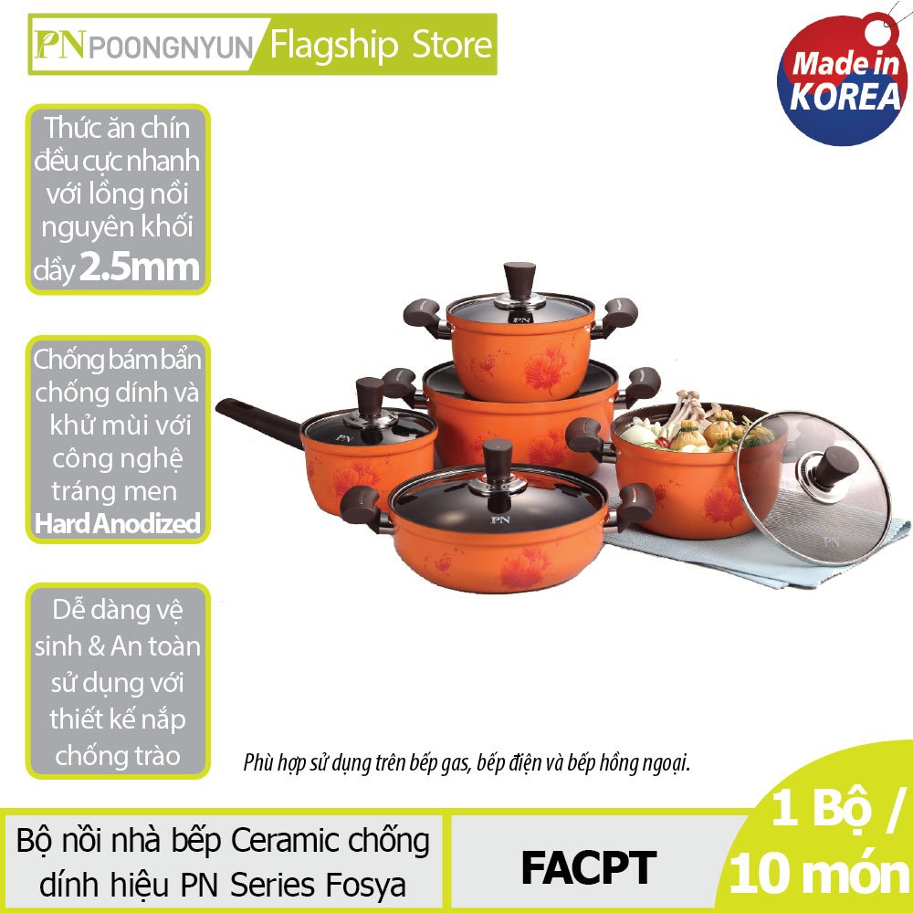 MUA 1 TẶNG 1 Bộ nồi nhà bếp Ceramic hiệu PoongNyun FACPT Tặng 1 Hộp cơm giữ nhiệt Apollo APL-1600 - Hàng chính hãng