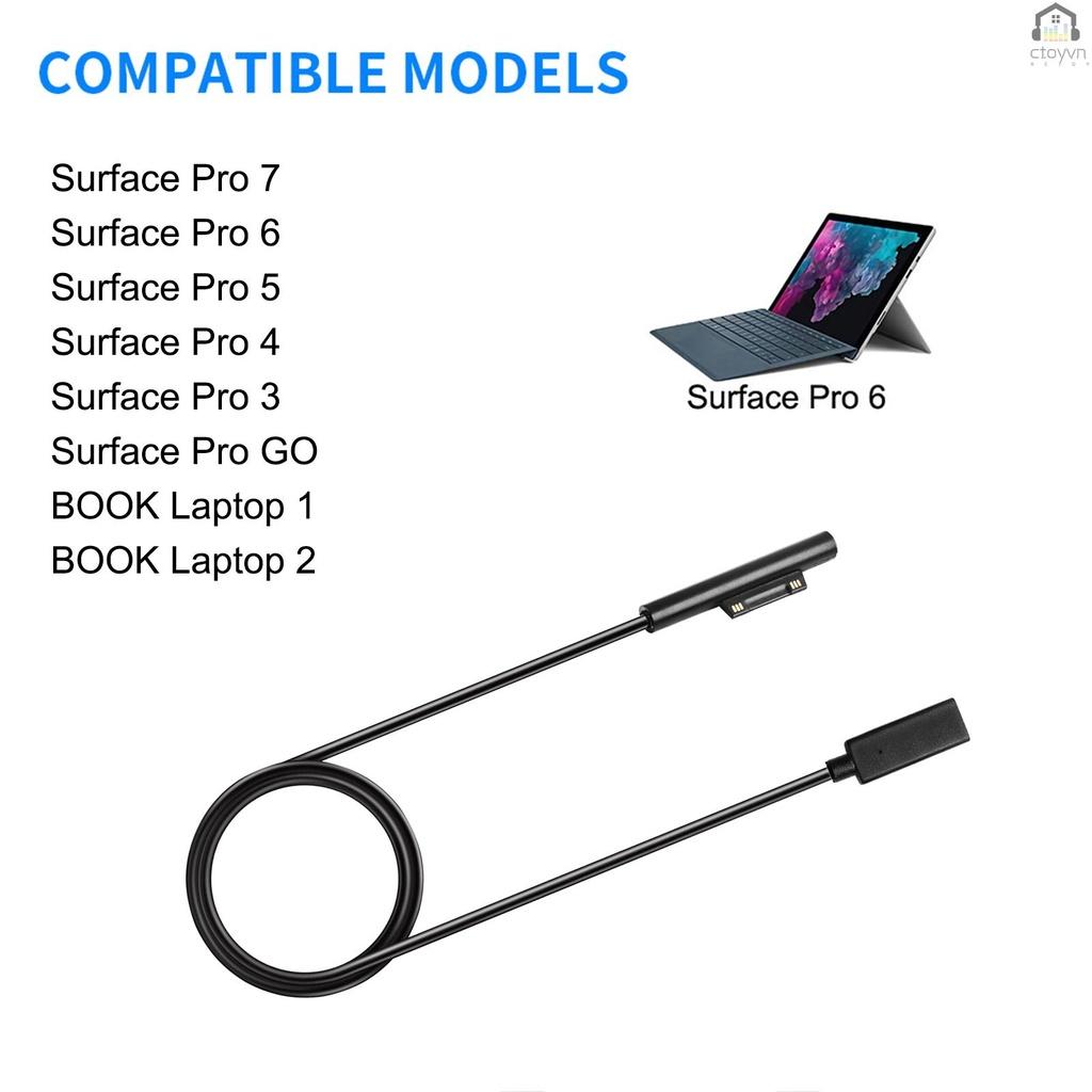 Bộ chuyển đổi sạc USB Type C PD 15V cho Microsoft Surface Pro 7/6/5/4/3/GO/BOOK Laptop 1/2