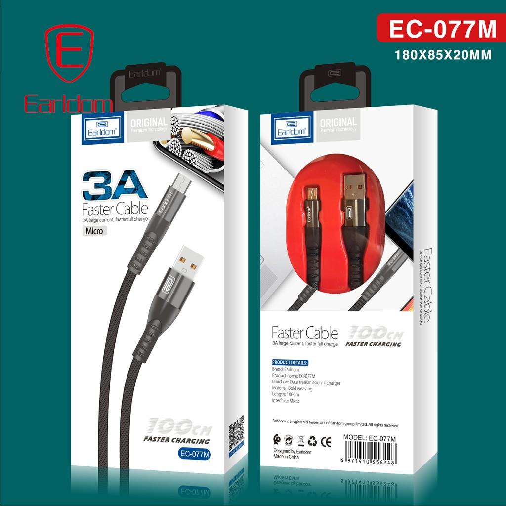 Cáp sạc nhanh 3A dây dù hai màu EARLDOM EC-077 - Hàng chính hãng