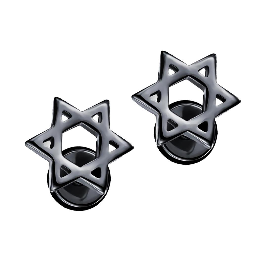 Star of David Stainless Steel Ear Stud Earrings Screw Women Man Gift Silver