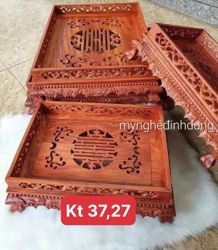 Khay trà (chè ) để bộ ấm chén trang trí bàn tiếp khách đẹp long lanh kt 42x32x12cm