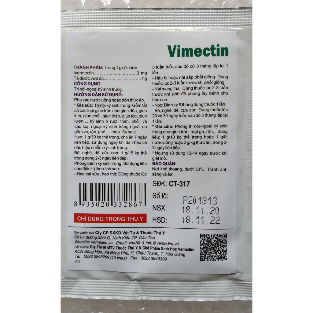 1 gói vimectin (10g) tr.ị nội - ngoại k.í si.nh trù.ng cho yến phụng, vẹt, chim