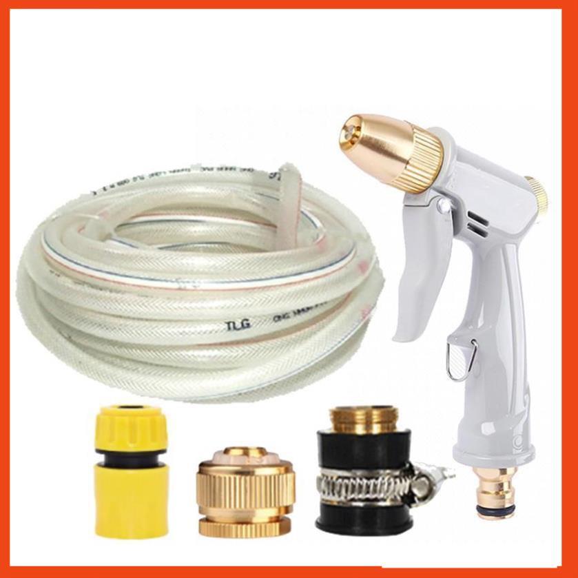 Bộ dây vòi xịt nước tưới cây rửa xe,tăng áp 3 lần, loại 7-10m 206846