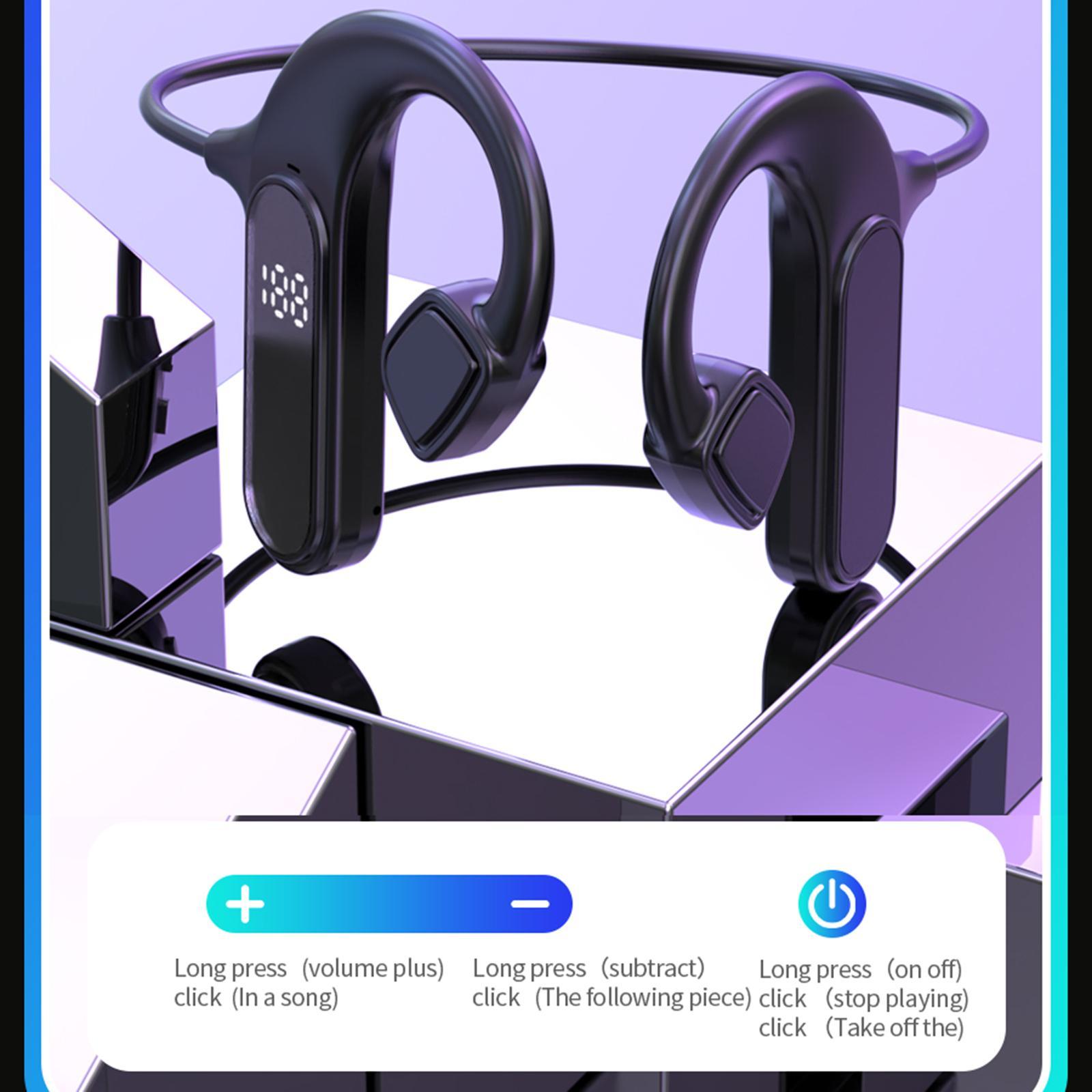 Bluetooth Bone Conduction Headset LED Display Open-Ear for Running Swimming