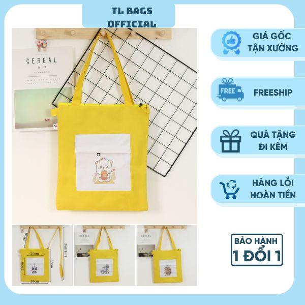 Túi Tote, Túi Vải Unisex, Ngăn Ngoài Có Khóa Kéo Tiện Dụng, Thiết Kế Đơn Giản, Giá Sinh Viên