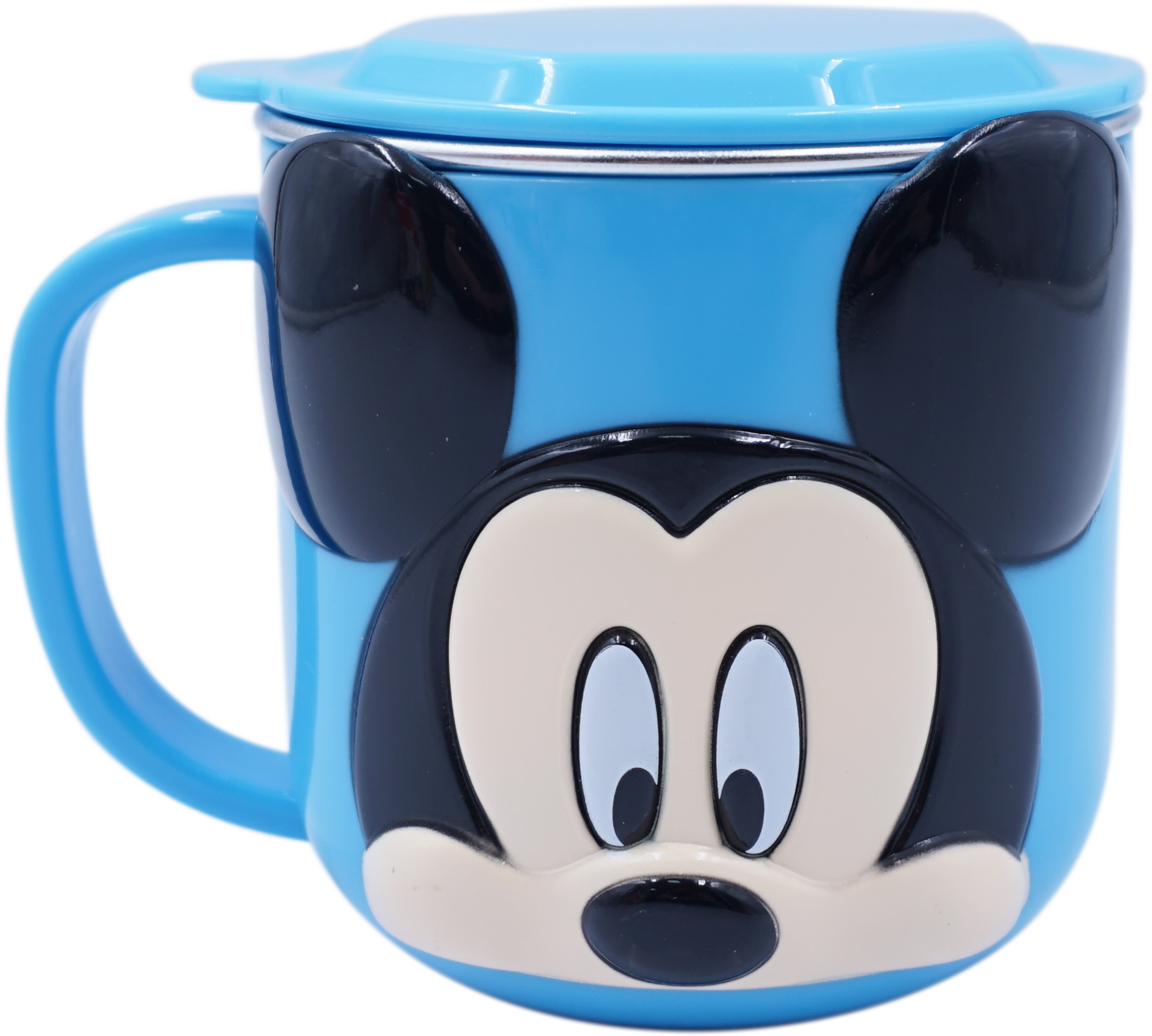 Ly cốc giữ nhiệt Disney hình chuột Mickey Mouse xanh 3D có nắp và quai cầm cho bé - 260ml