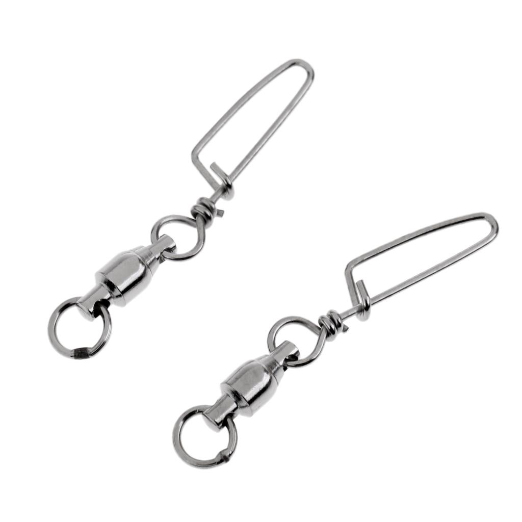 20pcs Fishing Ball Bearing Swivel with Coastlock Snap Fishing Connector 0#