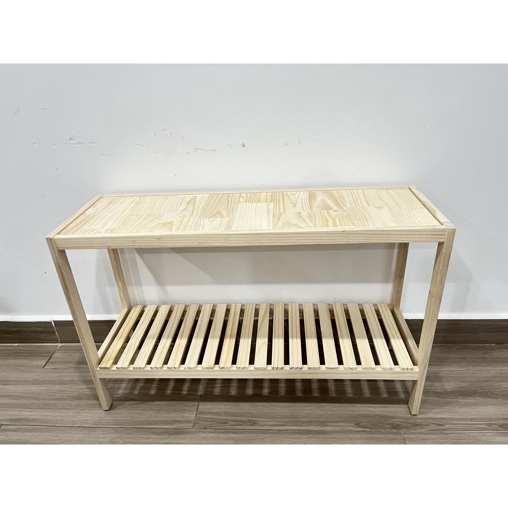 Kệ Giày Gỗ 2 Tầng - Chất Liệu Gỗ Thông - Size 50cm-80cm Mặt phẳng có thể dùng làm bàn làm việc - Trang trí hoa cảnh