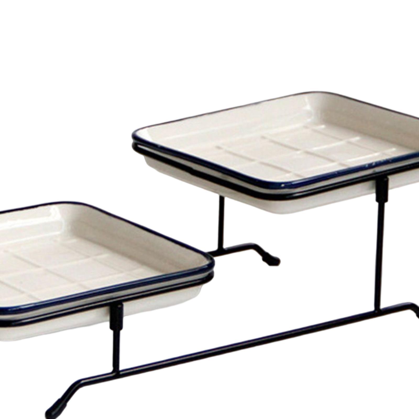 2 Tier Serving Tray Mini Cake Cupcake Stand with Rack Dessert Tray for Wedding Decor