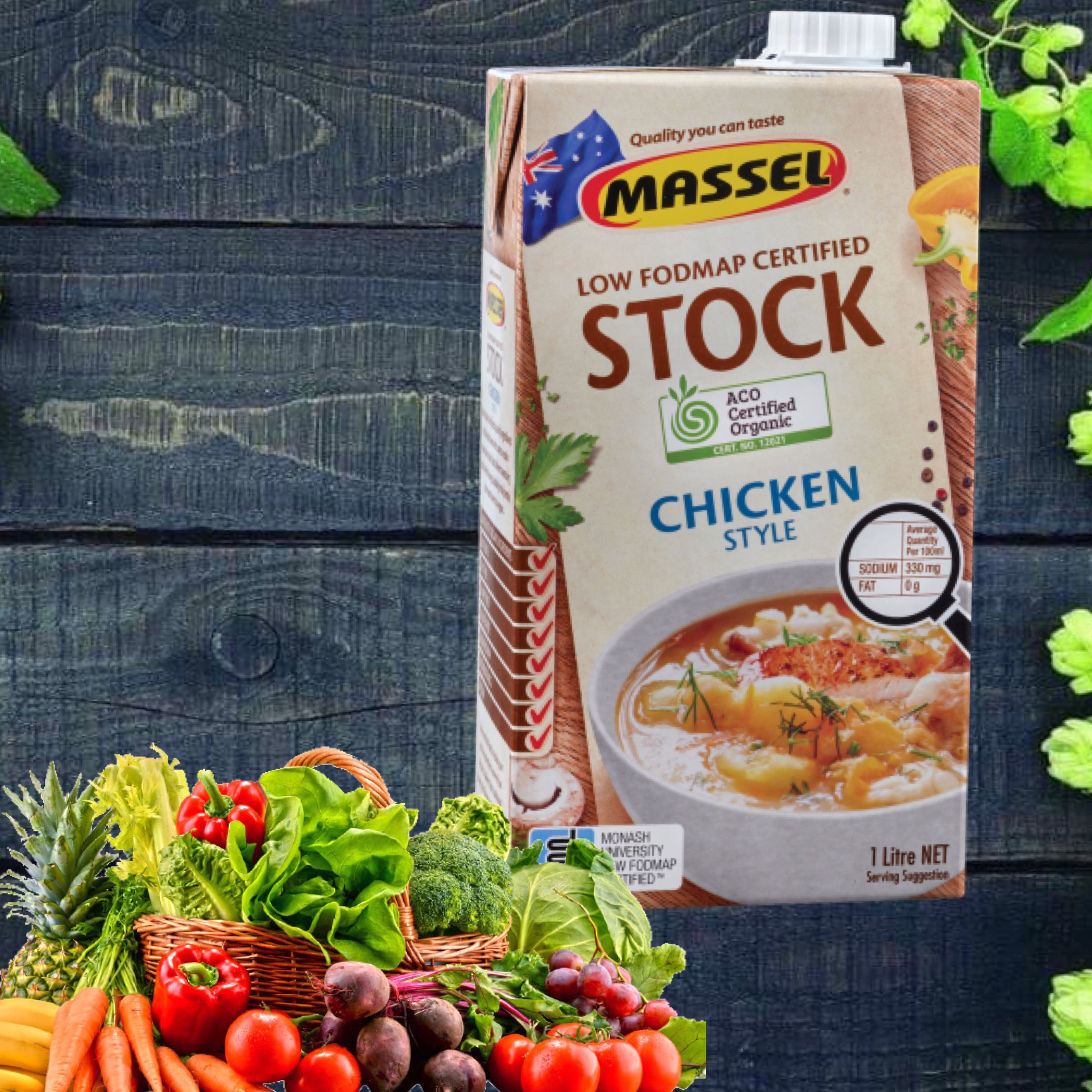 Nước Dùng Gia Vị Gà Massel Organic Stock Chicken Style - Nước Dashi Rau Củ Từ Nguyên Liệu Hữu Cơ, Không Bột Ngọt - Hộp 1 lít - Thích hợp ăn chay, ăn mặn, bé ăn dặm