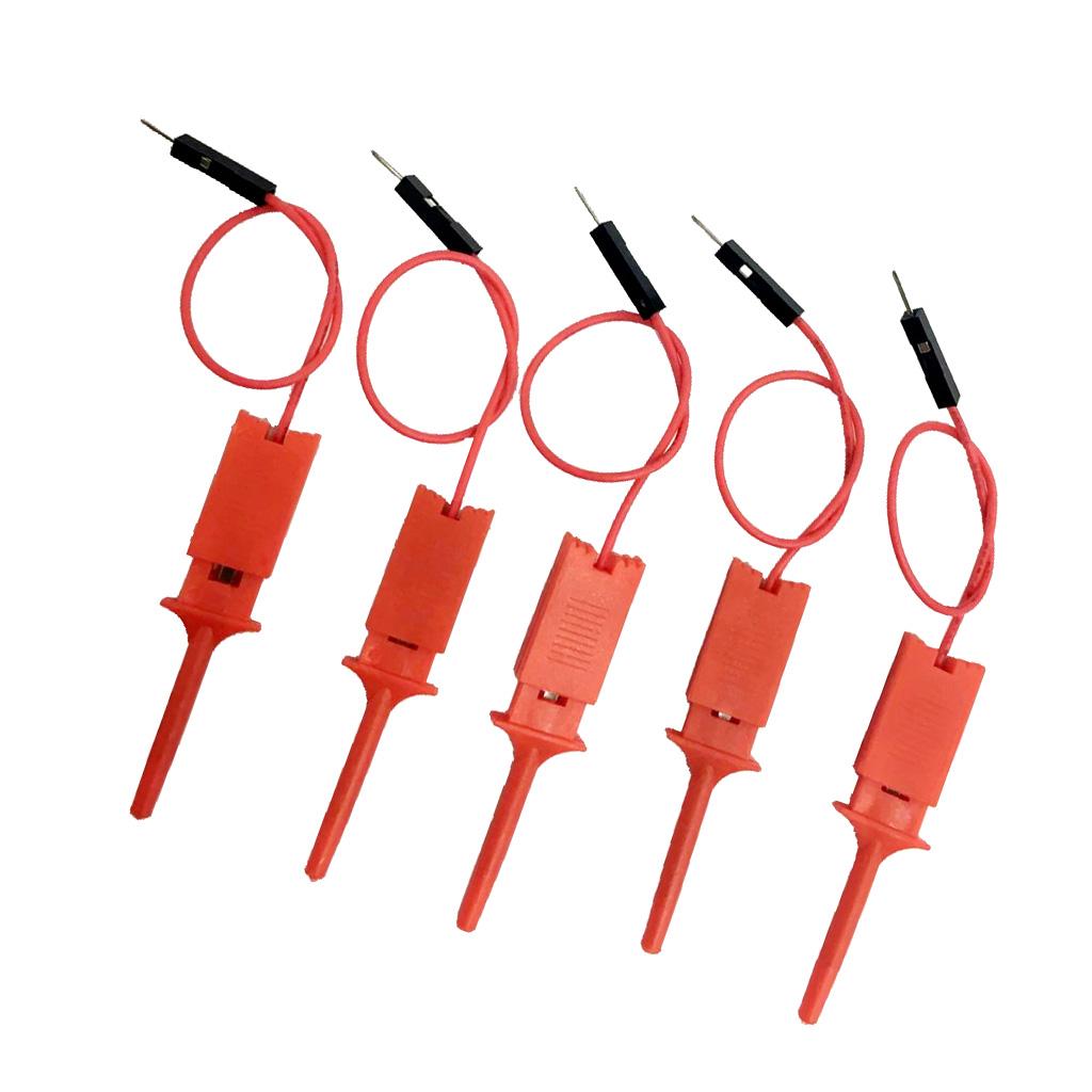 5 Mini Đầu Dò Thử Móc Kẹp Logic Analyser Thử Nghiệm Tiểu Ly Dòng Đỏ