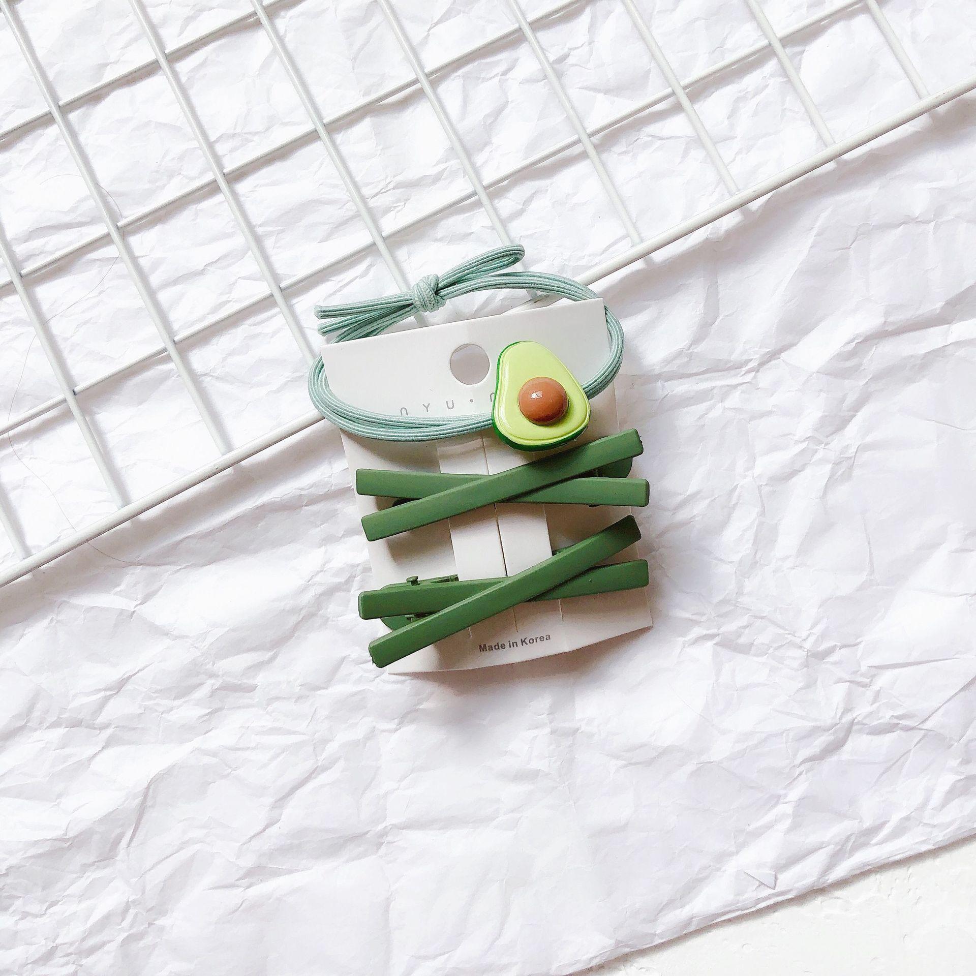 Set Cột Và Kẹp Tóc Màu Xanh Quả Bơ
