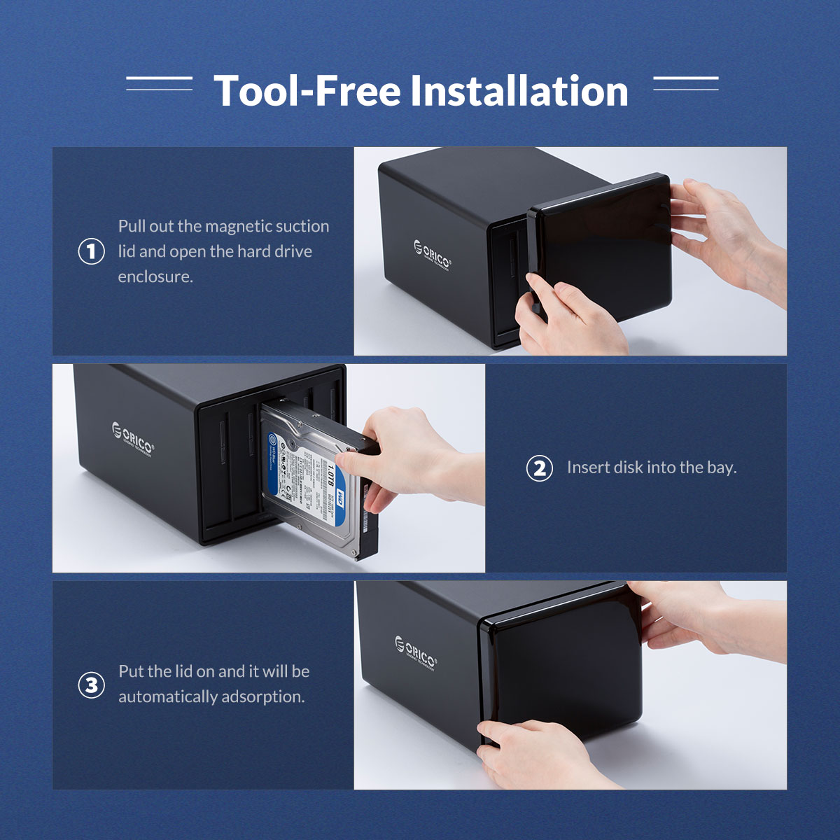 Hộp Ổ Cứng Orico NS500U3 3.5" 5 khe cắm SATA 3 USB 3.0 Type B - Hàng Chính Hãng